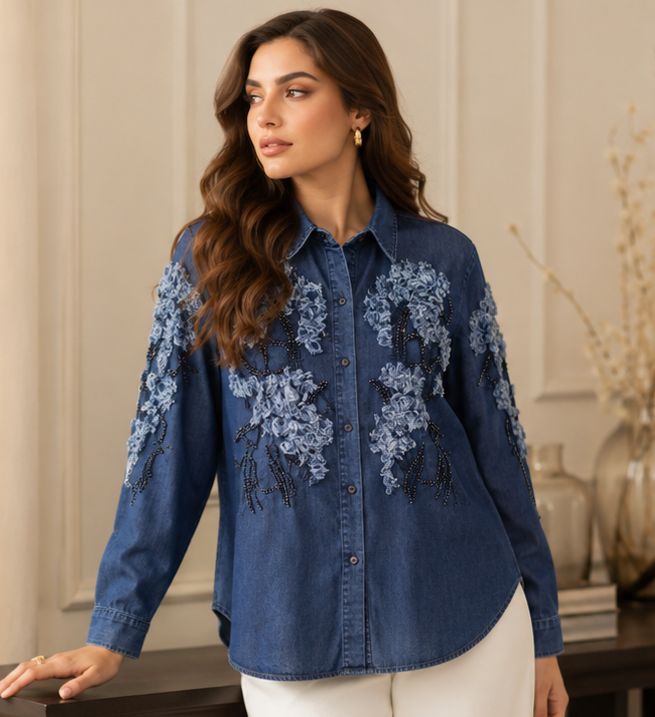 Embellished Denim Shirt