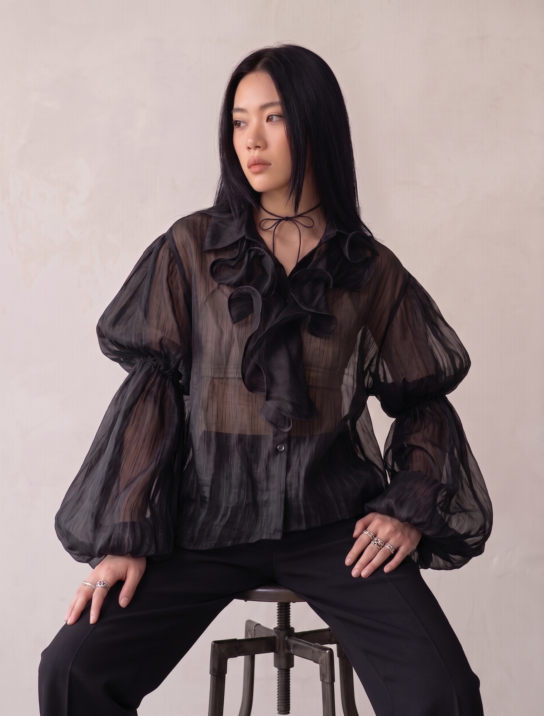 Sheer Ruffle Top - Image 2